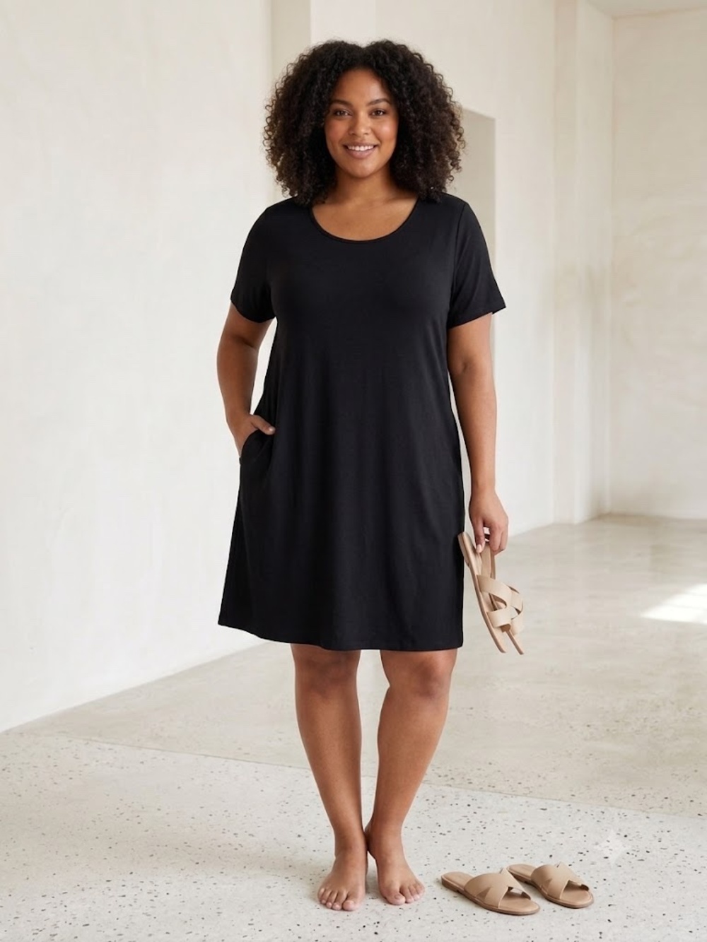 Lord & Taylor Black 3X Dress Knit Stretch Short Sleeve